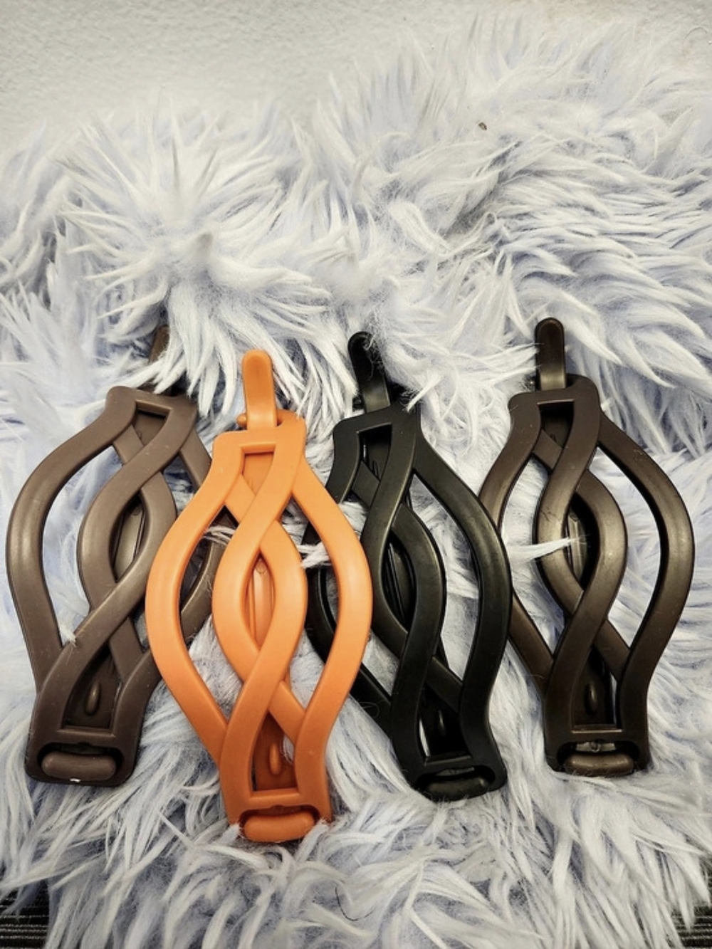 Hair Clips Set in Brown & Orange